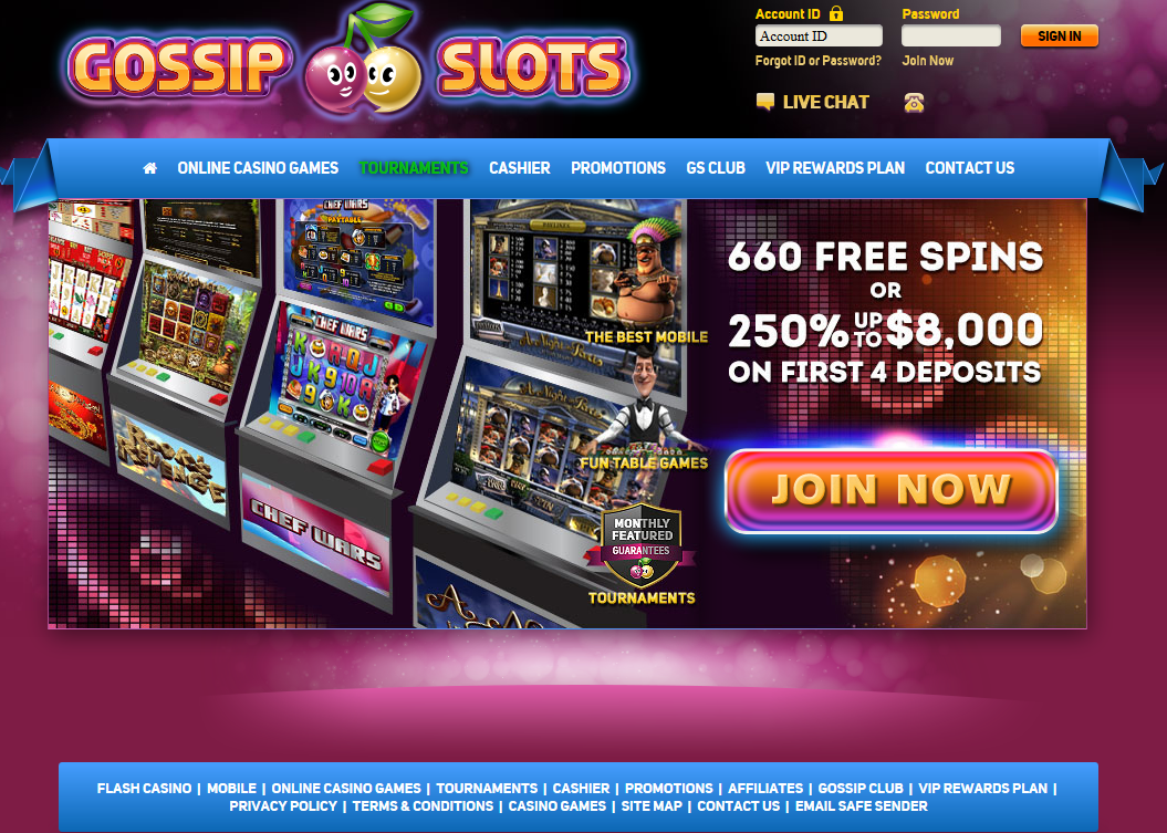 Slots Casino - Play Flash Slots
                                  and Casino Games at Gossip Slots
                                  Casino!