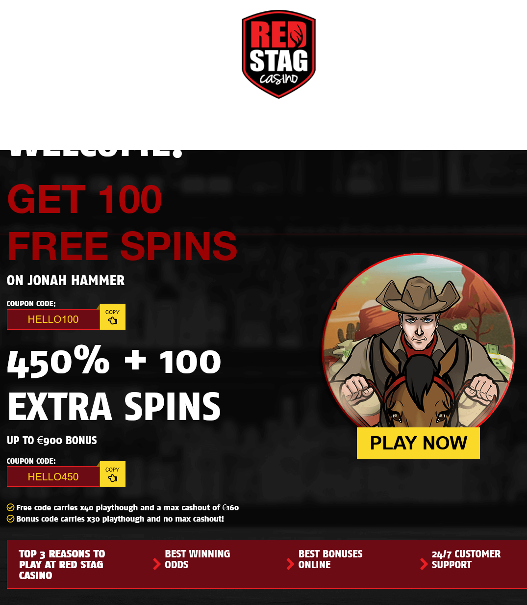 Red Stag IE 100
                          Free Spins (Ireland)